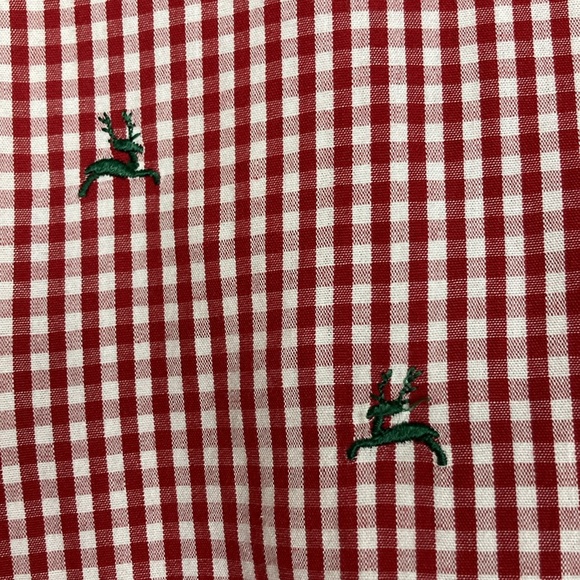 h. moser Salzberg Red Gingham Reindeer Button Front Shirt, Size EU 42/L - Picture 5 of 12